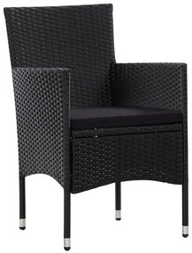 4 pcs conjunto lounge de jardim c/ almofadões vime PE preto