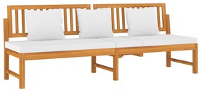 Sofá-cama c/ almofadão creme 200x60x75 cm madeira acácia maciça