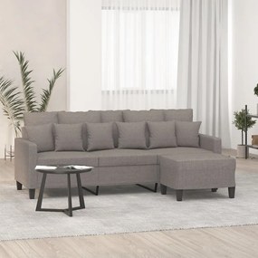 vidaXL Sofá 3 lugares com apoio de pés 180 cm tecido cinza-acastanhado