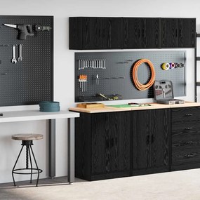vidaXL Armários de garagem 2 pcs derivados de madeira preto