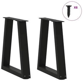 Pés para mesa de centro em V 2 peças preto 28x(42-43,3) cm aço