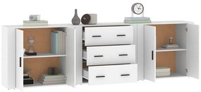 Aparadores 3 pcs madeira processada branco