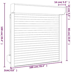 Persiana de enrolar em alumínio 100x100 cm branco