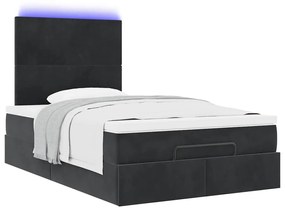 Estrutura de cama otomana com colchões 120x200 cm veludo preto