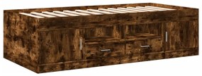 Sofá-cama com gavetas sem colchão 75x190 cm carvalho fumado