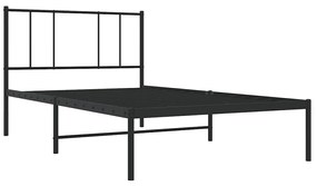 Estrutura de cama com cabeceira 100x190 cm metal preto