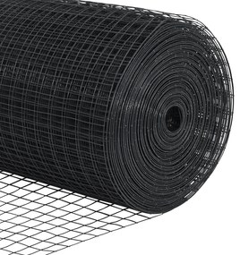 Cerca de Arame Soldado com 13 Postes Flangados Cinza 0.4x25 m Aço