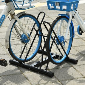 Suporte de Estacionamento para 2 Bicicletas Aço Portátil 60x54x57 cm Preto