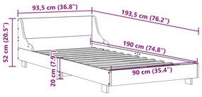 Estrutura cama c/ cabeceira 90x190 cm pinho maciço castanho-mel