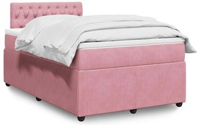 Cama boxspring com colchão 120x190 cm veludo rosa
