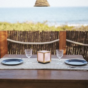 Candeeiro de Mesa em Bambu com Efeito Chama Incluindo LED Recarregável Solar IP44 - Vega Moderno