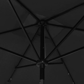Guarda-sol de jardim com luzes LED e poste de aço 2x3 m preto