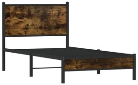 Estrutura de cama sem colchão 90x190 cm metal carvalho fumado