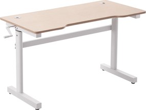 Vinsetto Secretária Pé Altura Ajustável Manivela Bancada Carbono 120x60x72-117cm Madeira Branco | Aosom Portugal