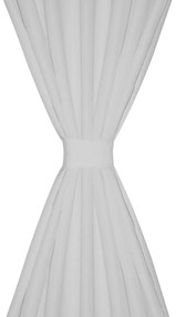 Cortinas de cetim com laços, 2 pcs, branco 140 x 245 cm
