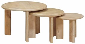 vidaXL Mesas de Café Empilháveis 3 pcs Preto Madeira de manga maciça