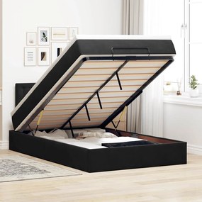 Estrutura de cama otomana com colchão 120x200 cm veludo preto