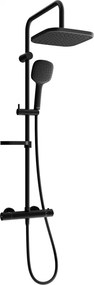 Mexen KX33 conjunto de chuveiro de parede com chuveiro de teto e torneira termostática, preto - 771503391-70