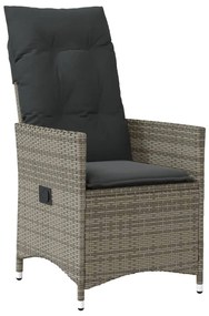 9 pcs conjunto de jantar p/ jardim c/ almofadões vime PE cinza