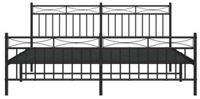 Estrutura de cama com cabeceira e pés 183x213 cm metal preto