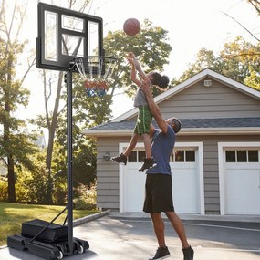 Cesto de basquetebol portátil com 11 níveis de altura ajustável com 110 cm de tabela Base almofadada Saco de peso para crianças