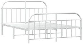 Estrutura de cama com cabeceira e pés 140x200 cm metal branco