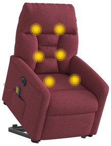 Poltrona elevatória de massagens elétrica tecido vermelho tinto