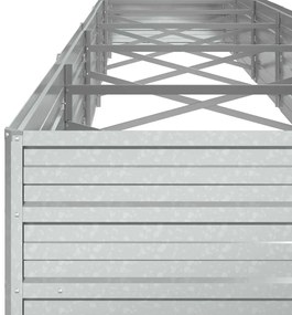 Canteiro elevado de jardim 480x80x45cm aço galvanizado prateado