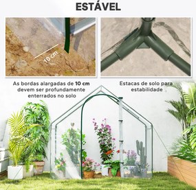 Estufa com Janela Porta Estrutura de Aço e Cobertura de Plástico Impermeável Anti-UV 180x100x168 cm Transparente