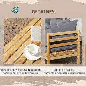 Conjunto Móveis de Jardim de Madeira 5 Peças Inclui 4 Poltronas com Almofadas Acolchoadas e Mesa de Centro Madeira