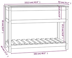 Vaso/floreira com prateleira 111,5x54x81 cm pinho maciço cinza