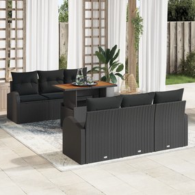 Conjunto de Sofá de Jardim com 7 Peças e Almofadas Rattan Sintético Pr