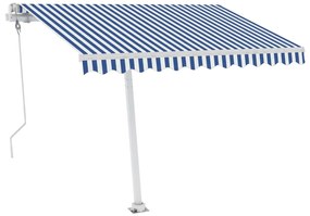 Toldo automático LED e sensor de vento 350x250 cm azul e branco