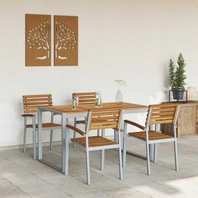 Conjunto de Jantar de Jardim com 5 Peças em Madeira Sólida de Acácia e