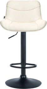 Banco alto em tecido com estrutura preta 85-106 x 49 x 51 cm cor creme