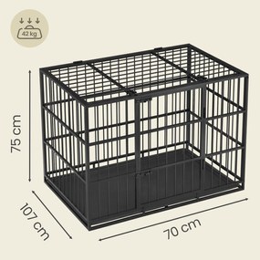 Gaiola para cães 107 x 70 x 75 cm altamente resistente de tamanho médio e grande, com tabuleiro removível preta