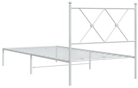 Estrutura de cama com cabeceira 90x190 cm metal branco