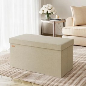 Banco dobrável em MDF com espaço de arrumação 76 x 38 x 38 cm Bege