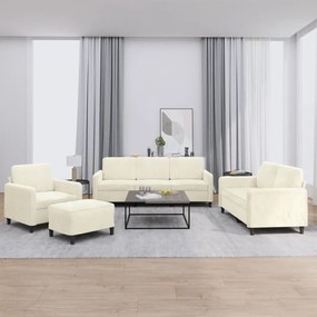 4 pcs conjunto de sofás veludo cor creme