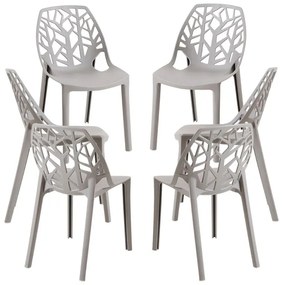Pack 6 Cadeiras Hissar Polipropileno - Cinza claro