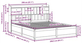 Cama sem colchão 200x200 cm pinho maciço castanho-mel