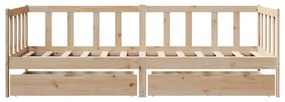 Sofá-cama com gavetas 80x200 cm madeira de pinho maciça
