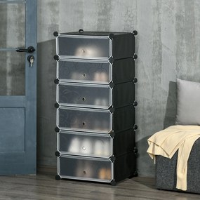 Móvel modular 49 x 36,5 x 108 cm para arrumação de sapatos com 6 cubos retangulares empilháveis - preto