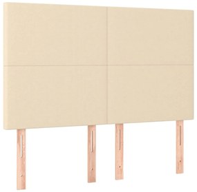 Cama box spring c/ colchão e LED 140x190 cm tecido cor creme