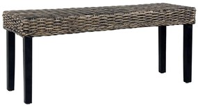 vidaXL Banco 110cm vime Kubu natural e madeira maciça de mogno preto