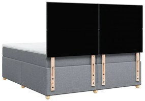 Cama com molas/colchão 200x200 cm tecido cinza-claro