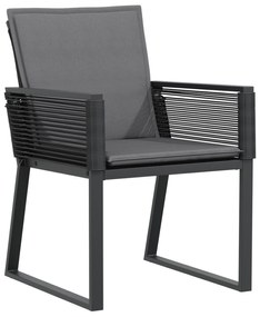 Conjunto de Jantar de Jardim 9 Peças com Almofadas Preto Vime PE