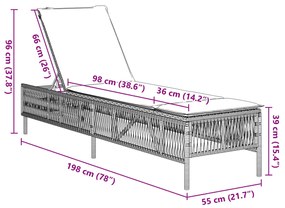 Espreguiçadeiras com almofadões 2 pcs vime PE cinzento