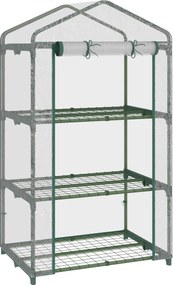 Outsunny Estufa de Jardim com 3 Prateleiras Metálicas e Porta Enrolável Estufa de Varanda Exterior 69x49x125cm Transparente | Aosom Portugal