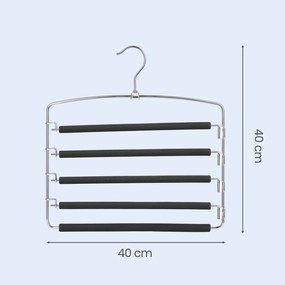 Conjunto de 3 cabides, em metal, cabides para calças 40 x 45 cm (L x A) prateado-preto